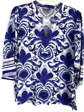 Soft Surroundings Blue & White Tunic Top